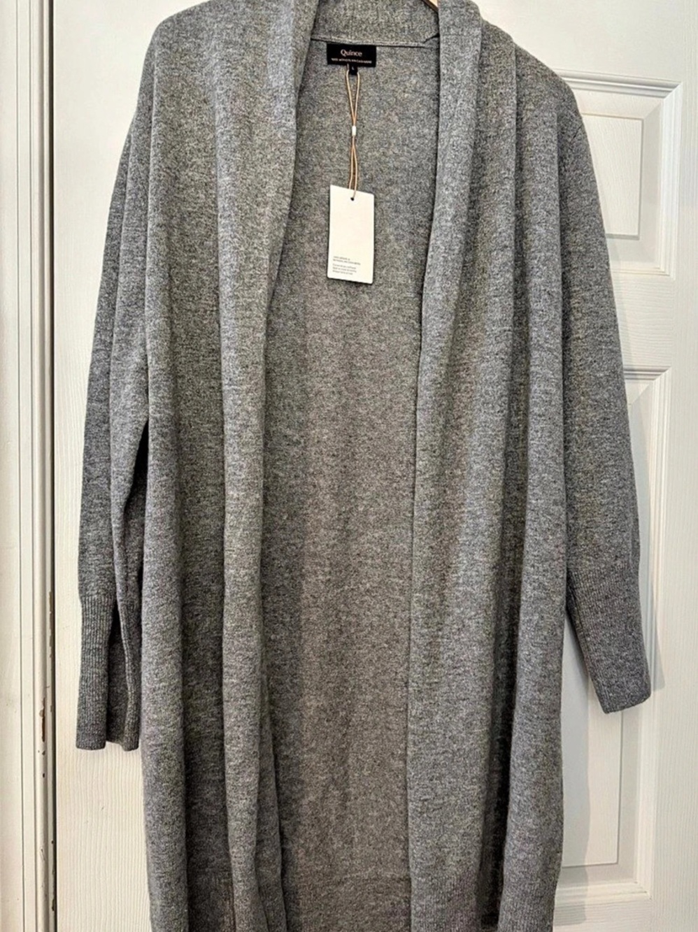 Quince Mongolian Cashmere Duster Cardigan Sweater Gray Large